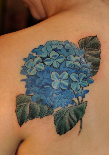 Tattoos - Hydrangea blue flower tattoo - 84480